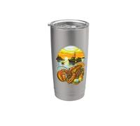 Dawn Harbor Boat Silhouette Art Bicchiere termico in acciaio inox doppia parete
