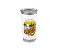 Dawn Harbor Boat Silhouette Art Bicchiere termico in acciaio inox doppia parete