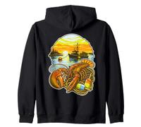 Dawn Harbor Boat Silhouette Art Felpa con Cappuccio