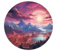 Dawn of The Cosmic City 1000 Pezzi Puzzle Puzzle Rotondo Classico Arte Regali Decorativi Bambini (67.5x67.5cm)