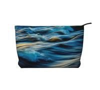 Dawn Waves - Borsa per il trucco in velluto a coste con chiusura a cerniera, multifunzione, 22 x 7 x 17 cm, per viaggi, campeggio, vacanze, fitness, Nero , Taglia unica