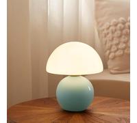 Dawnwake Lampada Da Tavolo Comodino, Lampada Da Scrivania LED Dimmerabile, Abat Jour in Vetro a Forma Di Fungo Con Base in Ceramica, Arredo Per la Casa Per Camera Da Letto, Soggiorno (Blu)