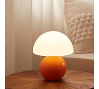 Dawnwake Lampada Da Tavolo Comodino, Lampada Da Scrivania LED Dimmerabile, Abat Jour in Vetro a Forma Di Fungo Con Base in Ceramica, Arredo Per la Casa Per Camera Da Letto, Soggiorno (Arancia)