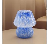 Dawnwake Lampada Da Tavolo Comodino, Lampada Da Scrivania LED Dimmerabile, Abat Jour in Vetro a Forma Di Fungo Con Base in Ceramica, Arredo Per la Casa Per Camera Da Letto (Blu-G)