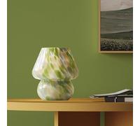 Dawnwake Lampada Da Tavolo Comodino, Lampada Da Scrivania LED Dimmerabile, Abat Jour in Vetro a Forma Di Fungo Con Base in Ceramica, Arredo Per la Casa Per Camera Da Letto (Verde)