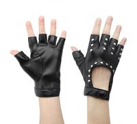 DAWRIS 1 paio di guanti punk senza dita in pelle PU senza dita guanti da donna punk rivetti guanti per adulti hip hop halloween cosplay carnevale costume performance