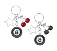 DAWRIS 2 portachiavi con ciondolo a forma di ciliegie a 8 palline, con stella Y2k Bag Charms per borsa da donna e da uomo, rosso/nero, Taglia unica