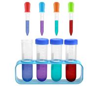 DAWRIS 9 pezzi Contagocce Bambini, Grandi Provette di Plastica con Supporto Pipette Contagocce per Esperimenti Scientifici Creativi d'Acqua per Bambini Giocattolo Casa Educativo Kit di Scienza