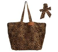 DAWRIS Borsa a tracolla grande da donna, leopardato, borsa a tracolla in tela, motivo leopardato, borsa per la spesa, casual, per tutti i giorni, ufficio, shopping, scuola