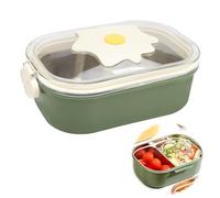 DAWRIS Contenitore per il pranzo per bambini con 2 scomparti, in acciaio inox, con motivo a tuorlo d'uovo, con divisorio per mangiare, per ragazze, ragazzi, colazione, scuola, asilo, escursioni,