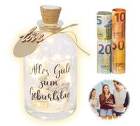 DAWRIS Luce per bottiglia a LED con scritta personalizzata, regalo per compleanno, confezione - bottiglia luminosa, Alles Gute