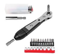 DAWRIS Mini set di 20 cacciaviti a cricchetto da 1/4 ad angolo retto, chiave a cricchetto piccola a 36 denti, per spazi ristretti, con Phillips, scanalato, esagonale, quadrato e adattatore per presa