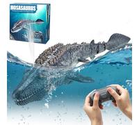 DAWRIS Mosasaurus, barca telecomandata, 2,4 GHz, impermeabile, a U per bambini dai 6, radiocomandata a distanza con luce LED e nebulizzazione, doppia elica giocattolo per piscina Pond