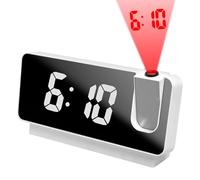 DAWRIS Sveglia con Proiettore Soffitto Girevole a 180°, Sveglia Digitale da Comodino con Grande LED Orologio con Proiezione Ora Soffitto, Digital Clock con Temperatura data 12/24H per Camera da Letto