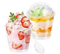 Dawumin Bicchierini Finger Food Trasparenti, 30 Pcs Monoporzione per Dolci, 180ml Coppette Gelato Plastica, Ciotoline per Aperitivo peril Gelato, Budino, Mousse, Riso, Apericena