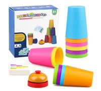 Dawumin Piccole tazze sportive impilabili, velocità Cups, gioco impilabile, gioco di velocità coppe, con 12 tazze di velocità, 50 carte e 1 campanello chiamata, tazza impilabile per allenamento