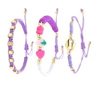 Dawutocap 3 pezzi Moda Bracciale Boemia Fatto A Mano Accessorio Con Unici Figli Di Maiale E Argilla Colorata