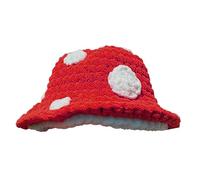 Dawutocap Cappello da pescatore all'uncinetto di Halloween Cappello Morbido Bucket Hat Cute Handmade Fungo Donne Bambini Novità Photoshoots Crochet Secchio Accessori di Halloween Festa