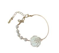 Dawutocap Elegante rosa robusta imitazione perline braccialetto floreale per donne alla moda e la tua ragazza abbigliamento casual