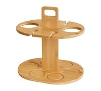 Dawutocap Robusto scaffale di stoccaggio del vino del controsoffitto del bambù con il supporto di vetro di risparmio di spazio progetta la bottiglia ed