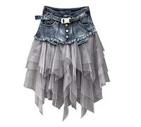 Dawwoti Gonna di Denim in Tulle da Donna con Gonne con Cintura da Jean in Difficoltà per La Primavera