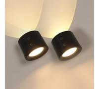 DAXGD 2 Pezzi Applique Led da Parete Interno con Telecomando, Lampada da Parete Senza Fili, Ricaricabile Batteria 1800mAh, Lampada Magnetica a 360°, Luminosità Regolabile, USB-C, per Camera da Letto