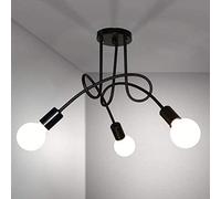 DAXGD 3 Luci Lampada da Soffitto, E27 Plafoniera in Metallo Industriale, Vintage Lampada a Sospensione Nero per Soggiorno, Camera da Letto, Cucina, Ristorante, Diametro 40CM (Senza Lampadine)