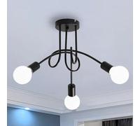DAXGD Lampadario Vintage,Plafoniera Industriale a 3-Luci,Lampadario moderno in metallo nero da camera E27,Adatto per soggiorno, camera da letto, caffetteria, bar (senza lampadina)