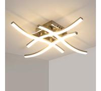 DAXGD Plafoniera LED Soffitto 24W, 4 Luci Lampada da Soffitto Moderno, Argento Forked Shaped Lampadario LED Semi-Flash per Camera da Letto, Soggiorno, Cucina, Ø45CM, Bianco Caldo 3000K