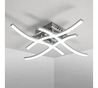 DAXGD Plafoniera LED Soffitto 24W, 4 Luci Lampada da Soffitto Moderno, Argento Forked Shaped Lampadario LED Semi-Flash per Camera da Letto, Soggiorno, Cucina, Ø45CM, Bianco Freddo 6500K