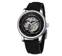 DAXIAOYU Orologi automatici meccanici di scheletro trasparente di lusso per il cuoio della prova, nero, Lusso