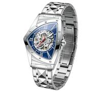 DAXIAOYU Orologio da polso automatico a triangolo, da uomo, stile punk rap, in acciaio inossidabile, luminoso, impermeabile, con cinturino, Acciaio-Blu, Lusso