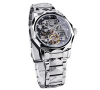 DAXIAOYU Orologio da polso automatico di lusso con Tourbillon meccanico da uomo con quadrante scheletro, Oro bianco, Affari
