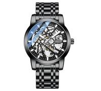 DAXIAOYU Orologio da polso da uomo automatico in acciaio inox, impermeabile, luminoso, per attività commerciale e sportiva, nero, Affari