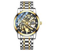 DAXIAOYU Orologio da polso da uomo automatico in acciaio inox, impermeabile, luminoso, per attività commerciale e sportiva, Oro e nero., Affari