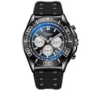 DAXIAOYU Orologio da polso da uomo, automatico, meccanico, multifunzione, con quadrante a 6 pin, display con calendario, in acciaio inox, luminoso, Tpu Strap-nero, Affari