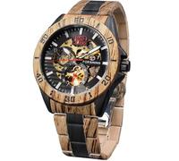 DAXIAOYU Orologio da polso da uomo di lusso con scheletro, meccanico, automatico, movimento a ingranaggi, lancette luminose, motivi in, Marrone