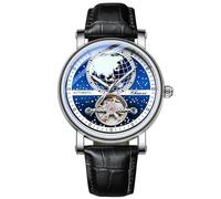 DAXIAOYU Orologio da polso meccanico automatico di lusso con quadrante classico con mappa, tourbillon cavo, impermeabile, luminoso, orologio da lavoro, 2 tipi di cinturini tra cui scegliere, Nero e