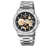 DAXIAOYU Orologio da polso meccanico da uomo, completamente automatico, con scheletro cavo, alla moda, casual, sportivo, impermeabile, luminoso, in acciaio inox, Argento e nero., Moda