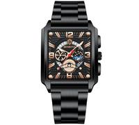 DAXIAOYU Orologio da uomo vintage al quarzo quadrante quadrato multi funzionale calendario display finestra impermeabile luce notturna orologio al quarzo sportivo, Rosa nera., Lusso