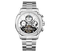 DAXIAOYU Orologio meccanico automatico da uomo, con Tourbillon con fasi lunari super grandi, visualizzazione della data della settimana, in acciaio inox, oro rosa, Argento-Bianco, Lusso