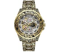 DAXIAOYU Orologio meccanico automatico da uomo, design retrò in rilievo, impermeabile, luminoso, lussuoso, vintage, con scheletro, dorato, Lusso