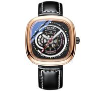 DAXIAOYU Orologio meccanico automatico da uomo, di lusso, impermeabile, quadrante quadrato, orologio da lavoro, scava fuori orologi da polso alla moda, Colore: nero rosato., Sportivo