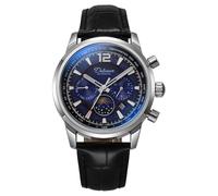 DAXIAOYU Orologio meccanico automatico multifunzione da uomo, impermeabile, luminoso, lussuoso, settimanale, mese, calendario, orologio da polso, Argento Nero-Pelle, Lusso