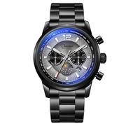 DAXIAOYU Orologio meccanico automatico multifunzione da uomo, impermeabile, luminoso, lussuoso, settimanale, mese, calendario, orologio da polso, Nero Grigio-Acciaio, Lusso
