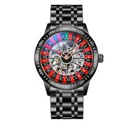 DAXIAOYU Orologio meccanico da uomo con quadrante rotante, orologio automatico alla moda con scheletro cavo, impermeabile, luminoso, orologio da polso, Nero-acciaio, Lusso