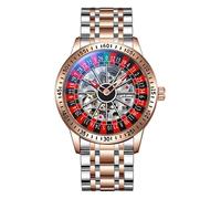 DAXIAOYU Orologio meccanico da uomo con quadrante rotante, orologio automatico alla moda con scheletro cavo, impermeabile, luminoso, orologio da polso, RoseGold-acciaio, Lusso