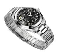 DAXIAOYU Orologio meccanico da uomo dal design unico, con doppio movimento, alla moda, completamente automatico, con display luminoso creativo, impermeabile, in acciaio inox, Argento e nero., Moda