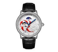 DAXIAOYU Orologio meccanico da uomo, in rilievo 3D, quadrante cavo, con display a fasi lunari, cinturino in pelle impermeabile, orologio meccanico da uomo, completamente automatico, orologio da