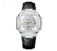 DAXIAOYU Orologio meccanico quadrato da uomo, completamente automatico, con scheletro cavo, in acciaio inossidabile, luminoso, impermeabile, orologio da polso, Nero, Bianco, Lusso